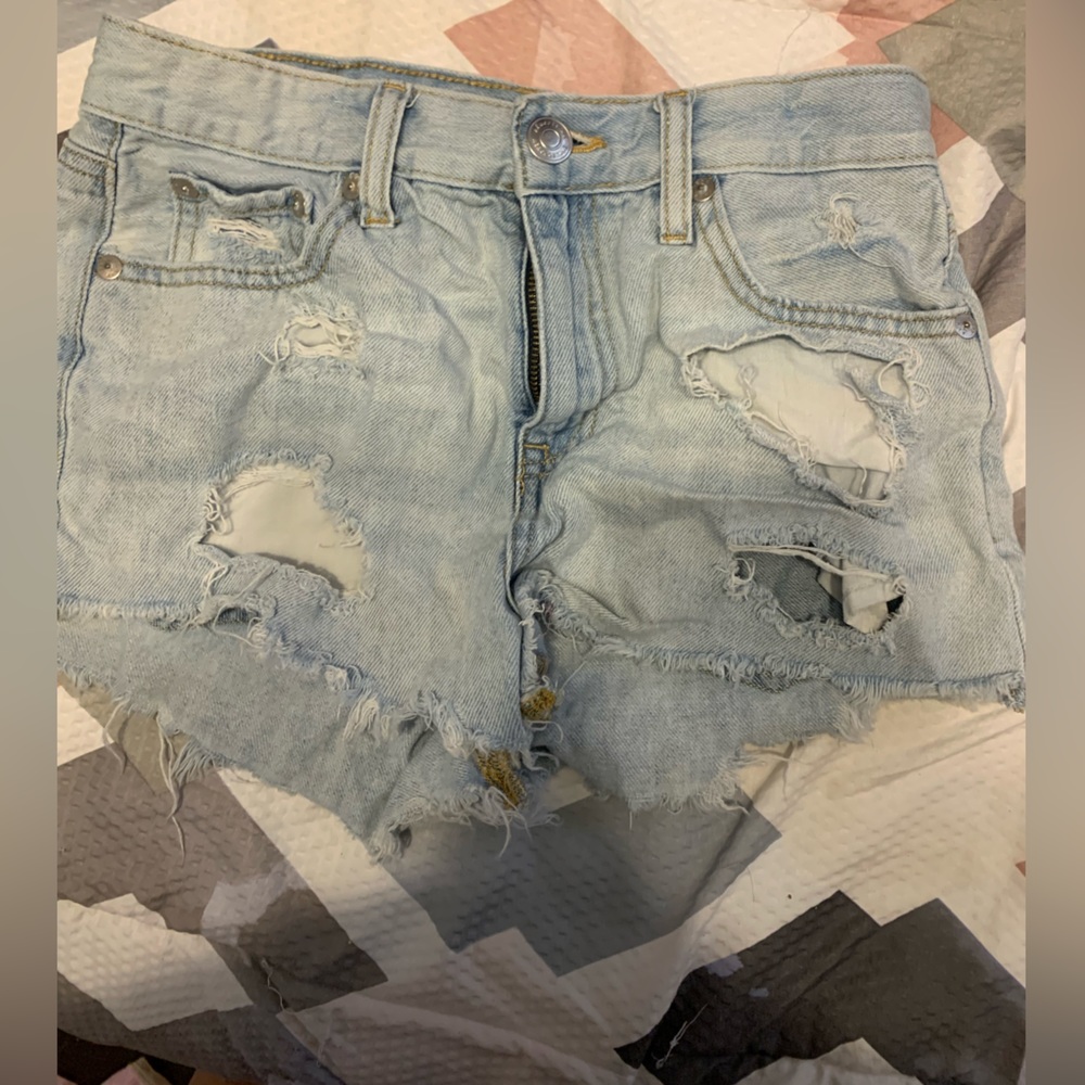 Light Blue Ripped Jean Shorts
